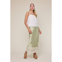 Satin Lace Maxi Skirt