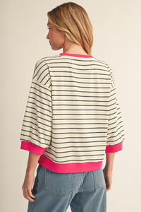 Drop Shoulder Stripe Sweatshirt