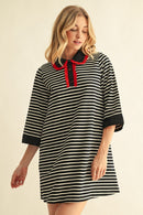 Ruffle Accent Stripe Shift Dress
