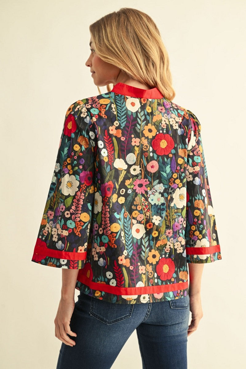 Accent Floral Contrast Top