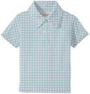 Blue Gingham Short Sleeve Polo