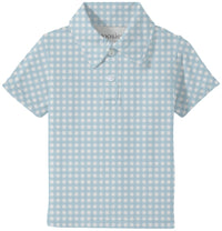 Blue Gingham Short Sleeve Polo