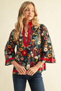 Accent Floral Contrast Top