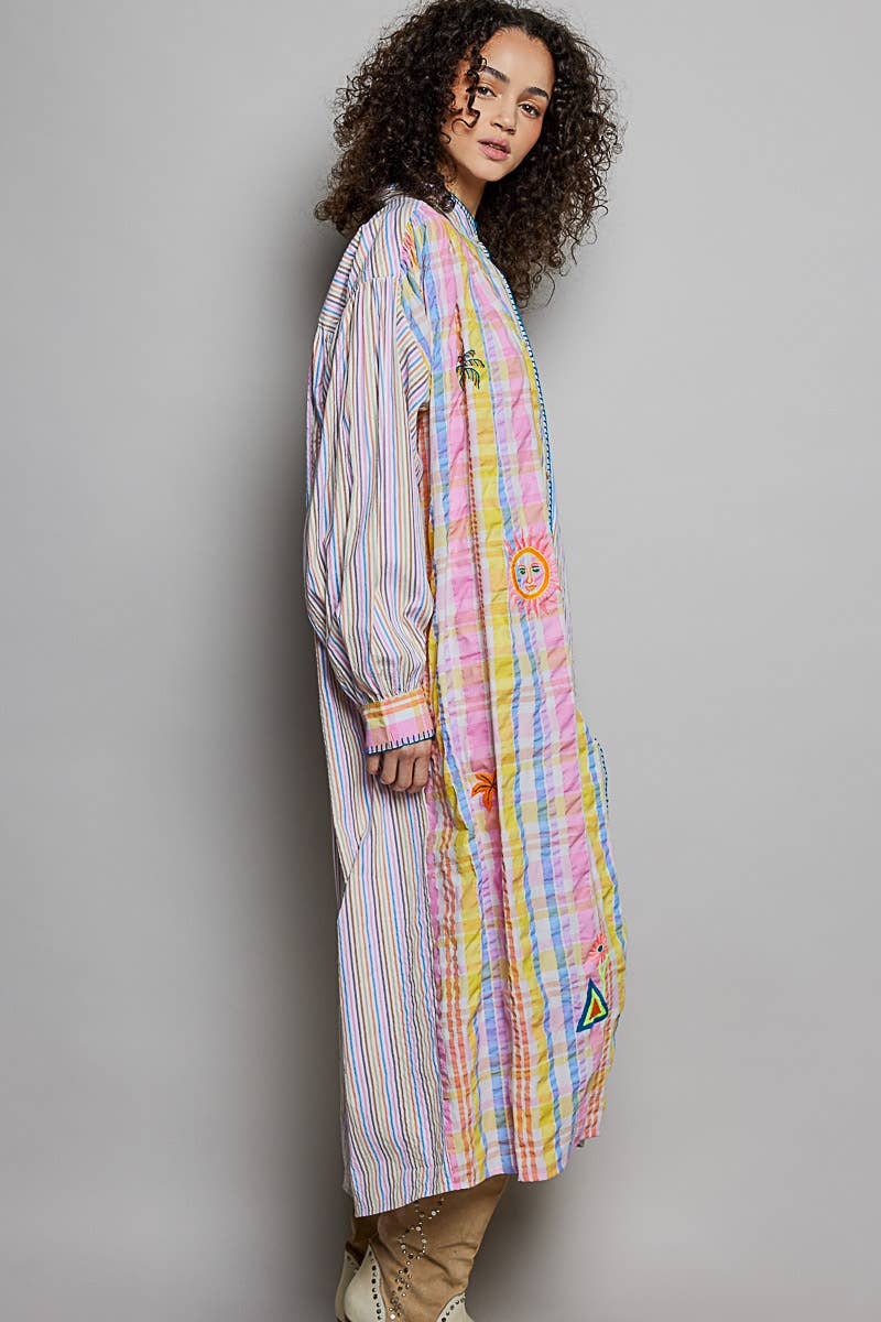 Colorful Embroidered Woven Dress