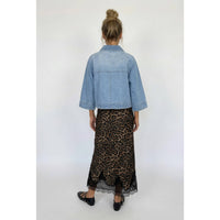 Lace Trim Leopard Maxi Skirt