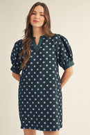 Puff Sleeve Polka Dot Mini Dress