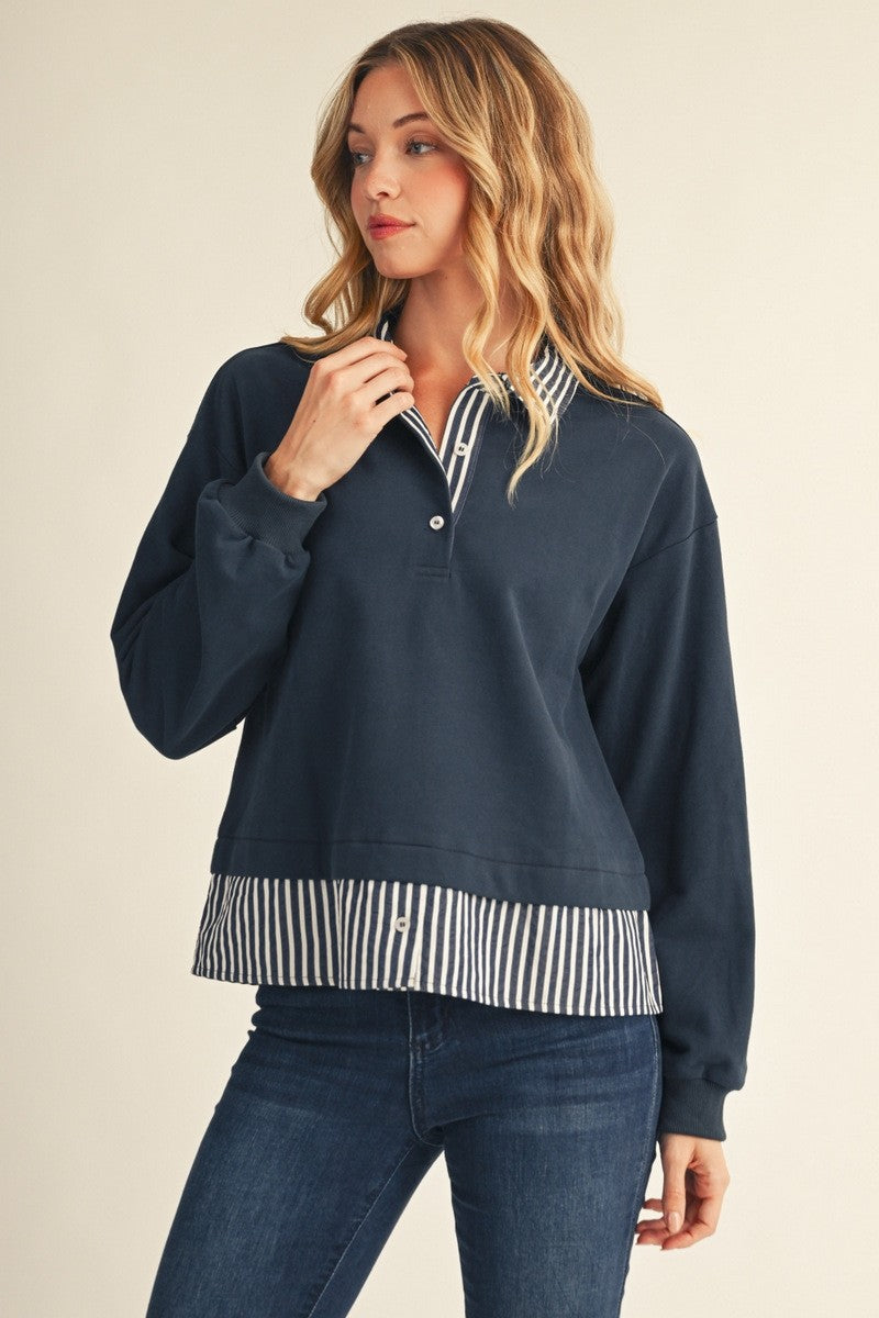 Stripe Contrast Casual Top