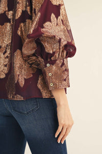 Sheer Metallic Burnout Top