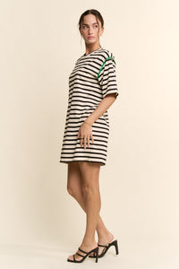 Striped Shoulder Detail Mini Dress