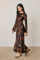 Satin Bell Sleeve Maxi Dress