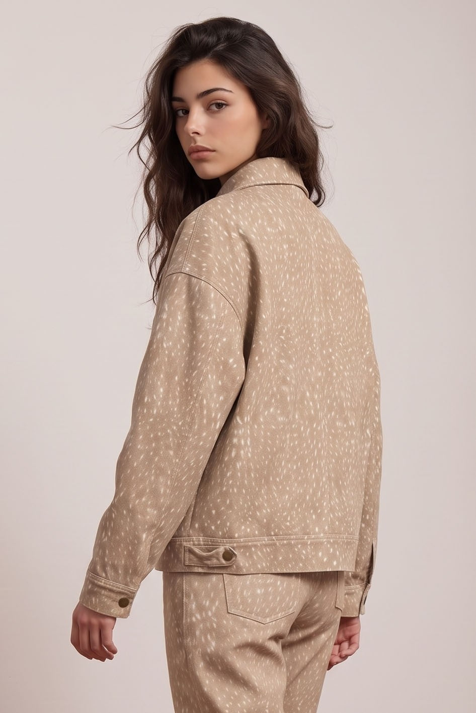 Fawn Print Zip Up Jacket