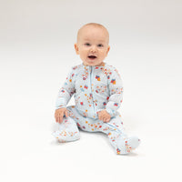 Vintage Christmas Trees Blue - 2 Way Zipper Footie