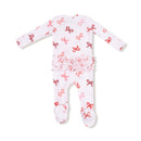 Candy Cane Bows Zipper Footie