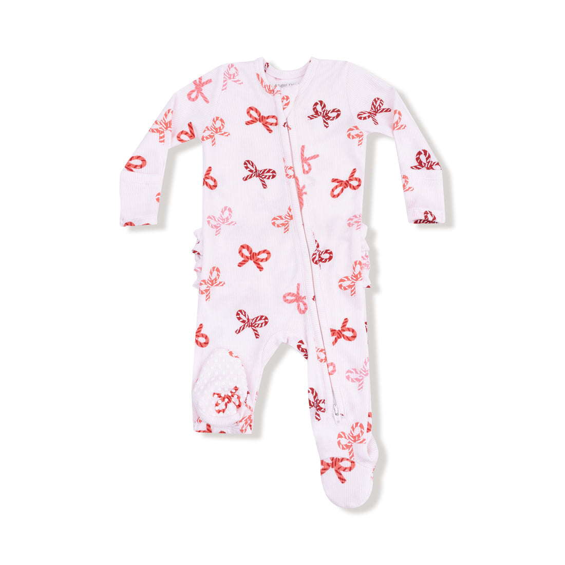 Candy Cane Bows Zipper Footie