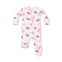 Candy Cane Bows Zipper Footie