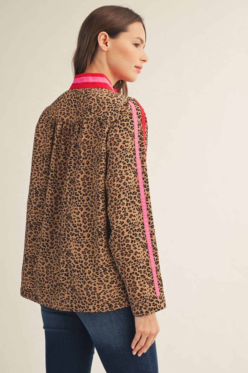 Front Zip Up Leopard Top