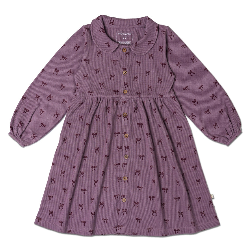 Bow Printed Collared Dress