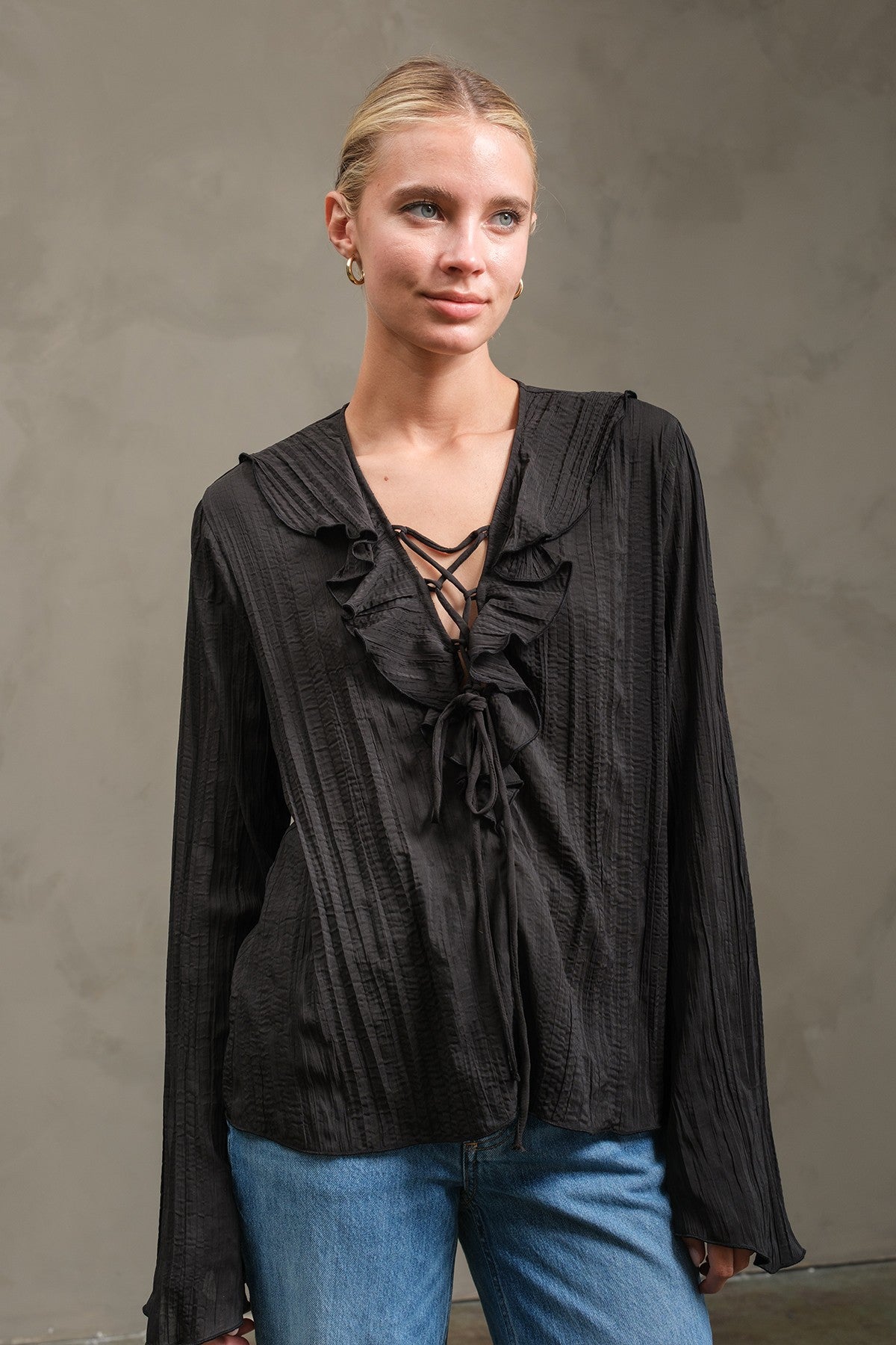 Crinkle Ruffle Blouse