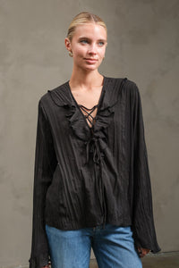 Crinkle Ruffle Blouse