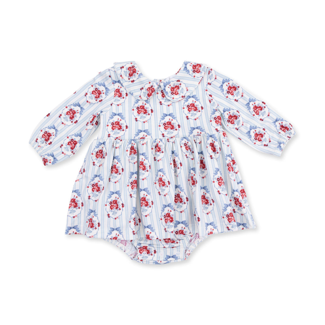Beverly Cameo Stripe Long Sleeve Bubble with Peter Pan Collar and Skirt