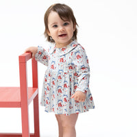 Beverly Cameo Stripe Long Sleeve Bubble with Peter Pan Collar and Skirt