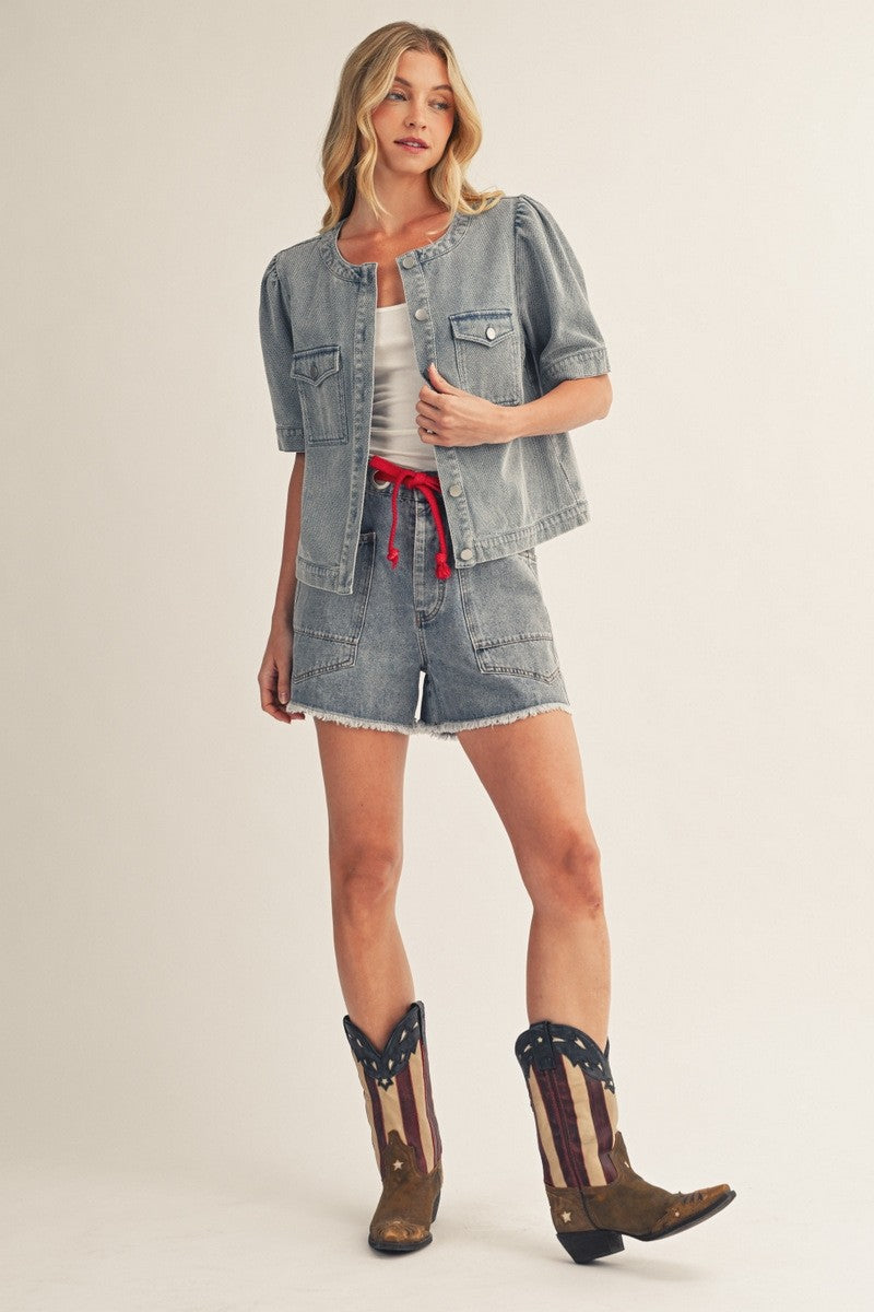 Horse Embroidery Denim Top