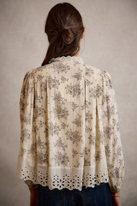 Lace Trim Floral Blouse