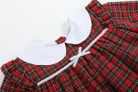 Christmas Plaid Collared Ruffle Dress