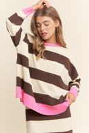 Contrast Band Striped Sweater
