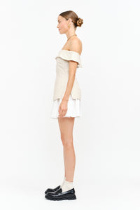 Mixed Media Off-The-Shoulder Dress