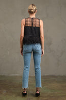 Sequin Mesh Feather Top