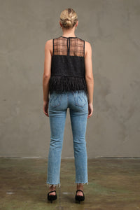 Sequin Mesh Feather Top
