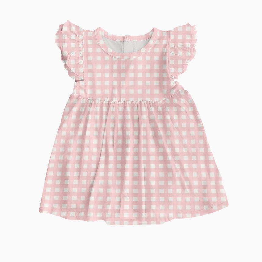 Pink Gingham Bodysuit Dress