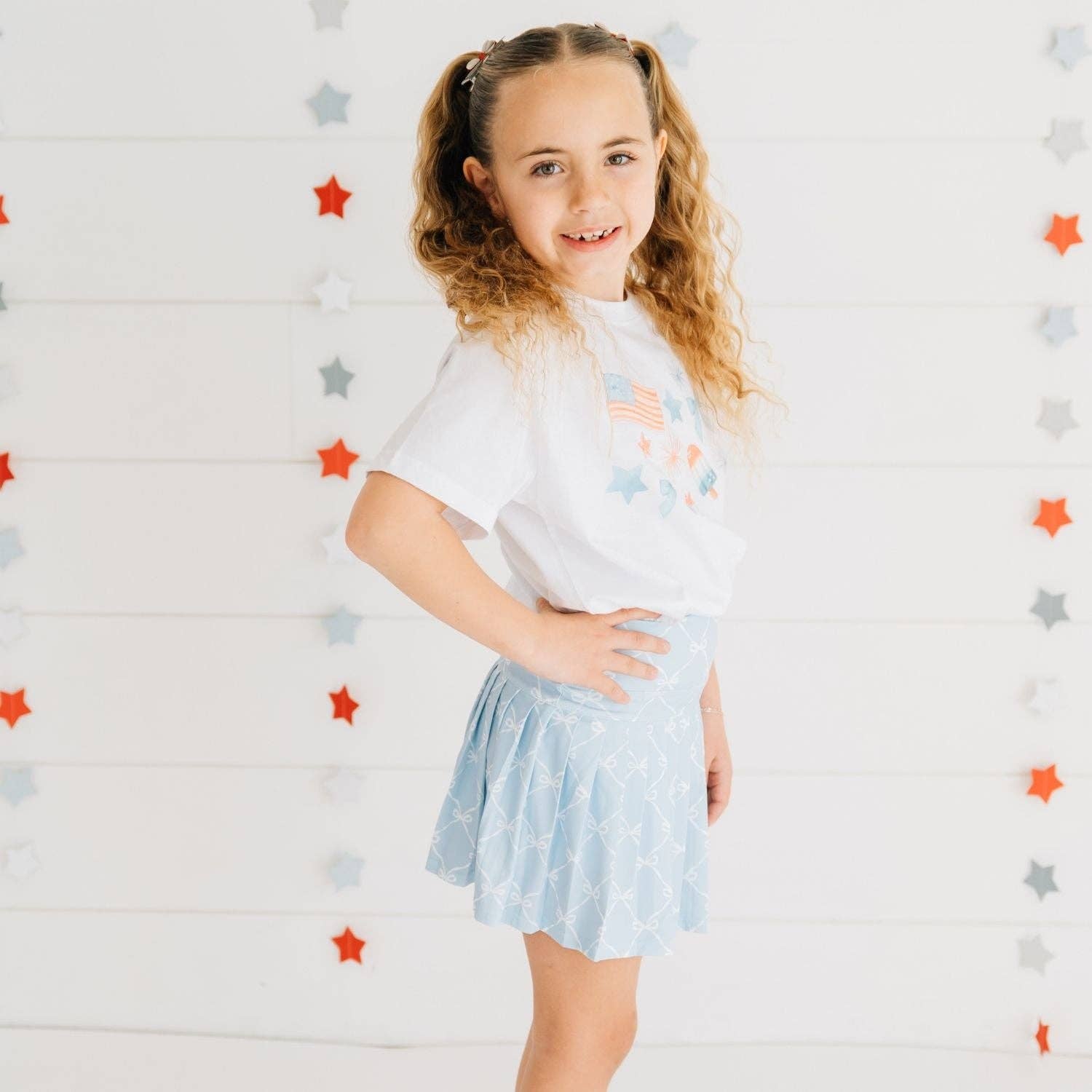 Blue Bow Athletic Skort