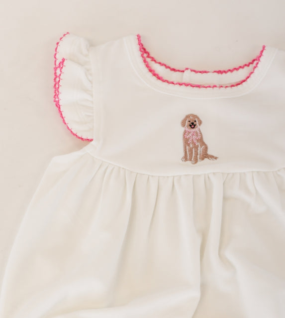 Puppy Chic Embroidered Bubble Romper