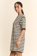 Striped Shoulder Detail Mini Dress