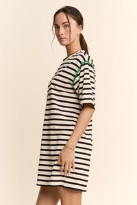 Striped Shoulder Detail Mini Dress