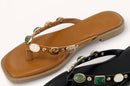 Brown Stone Embellished Flip Flop