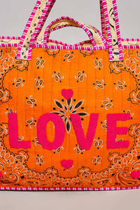 LOVE Bandana Quilted Tote Bag
