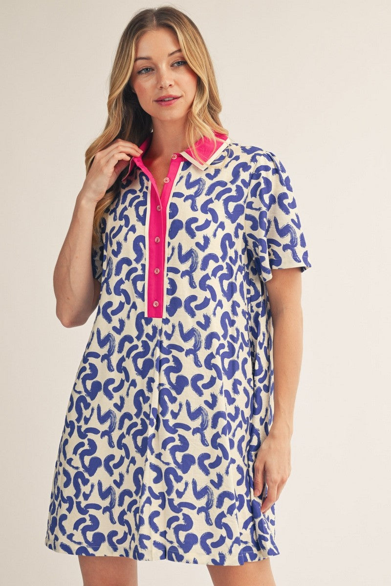 Abstract Print Shift Dress