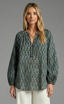 Twilight Bloom Tie-Neck Blouse