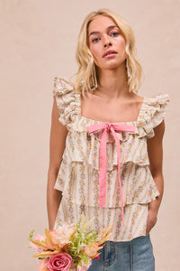 Floral Tiered Bow Top