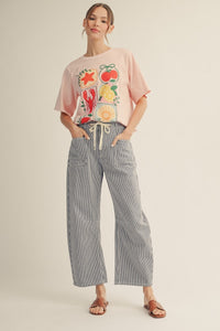 Navy Striped Barrel Jeans