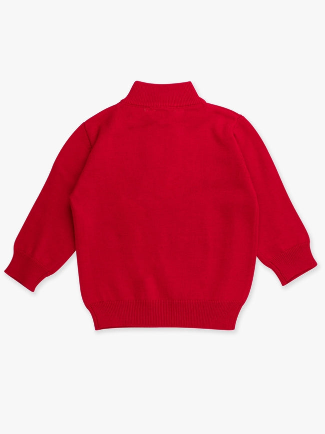 Boys Red Quarter-Zip Sweater