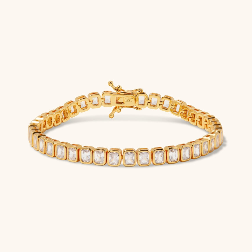 Tate 18K Gold Plated Baguette Stone Tennis Bracelet