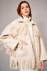 Brushed Fringe Stud Jacket