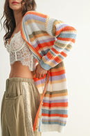 Colorful Striped Knit Cardigan