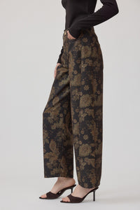 Dark Floral Barrel Jeans