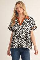 Contrast Accent Geo Top