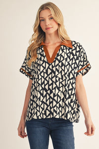 Contrast Accent Geo Top